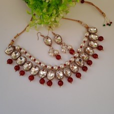 N019-Cast ku.silver,Red beads